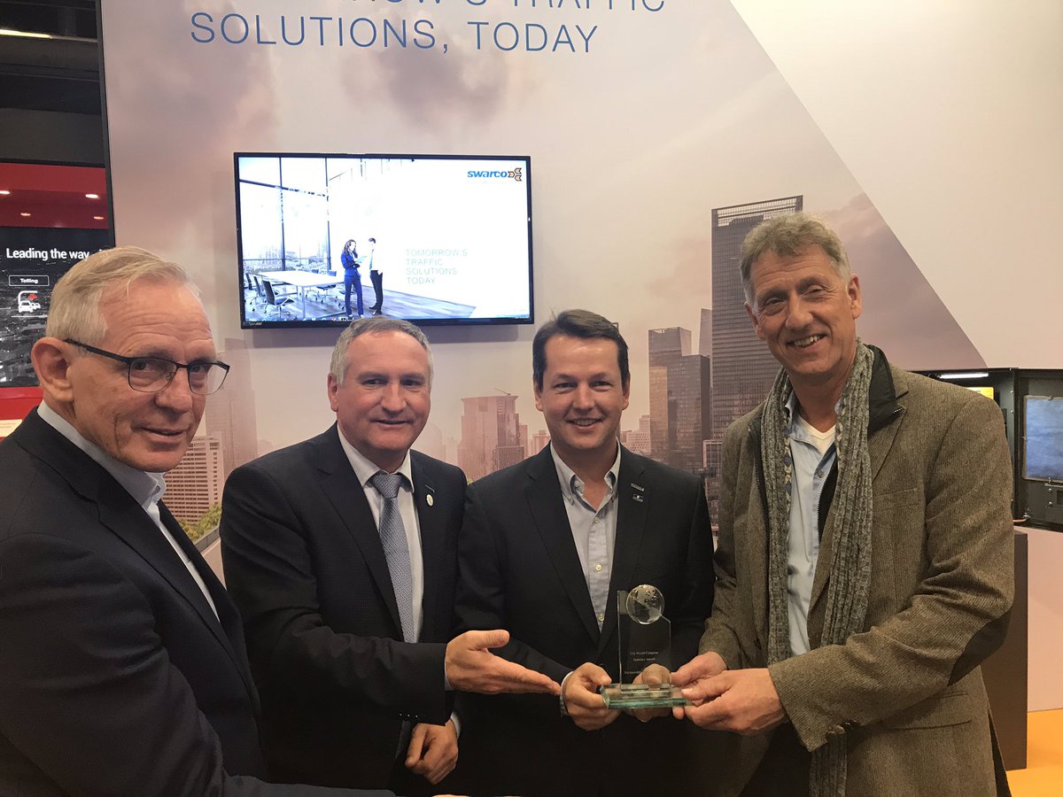 freekvandervalk's tweet photo. After 4 days #ITSWC2017 @montreal @swarco going home with the European Innovation Award for @TalkingTraffic as part of @BeterBenutten @IenM https://t.co/bBjeOWiKuz