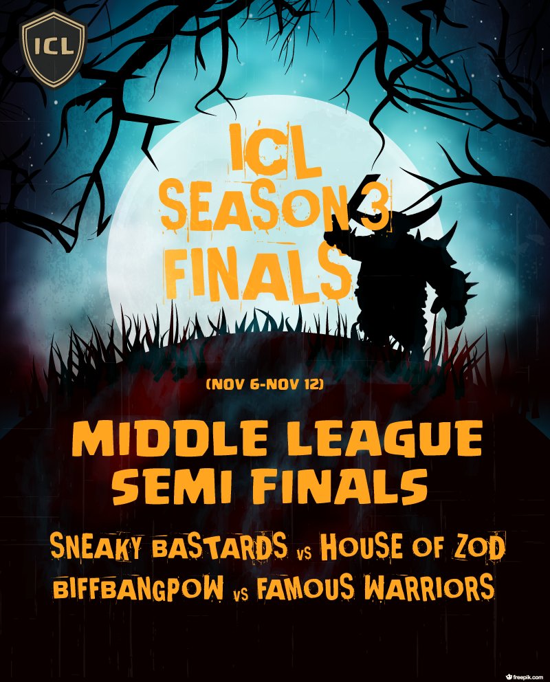 Teams for semi finals in ICL Middle League are now set. Good luck!