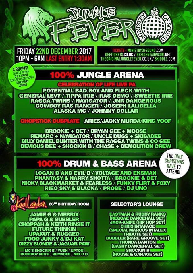 Full Line Up - Jungle Fever at Ministry Please share.