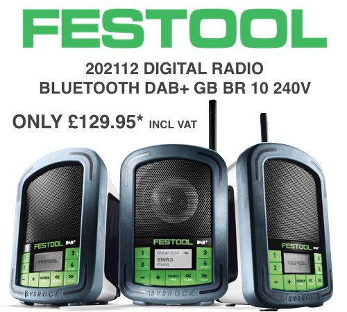 fchshop's tweet photo. FESTOOL202112 DIGITAL RADIOBLUETOOTH DAB+ GB BR 240V ONLY 129.95* INCL VAT. Buy now@ https://t.co/1U7odgQdIx. Tools for the toughest demands https://t.co/z9EXRUnCGl