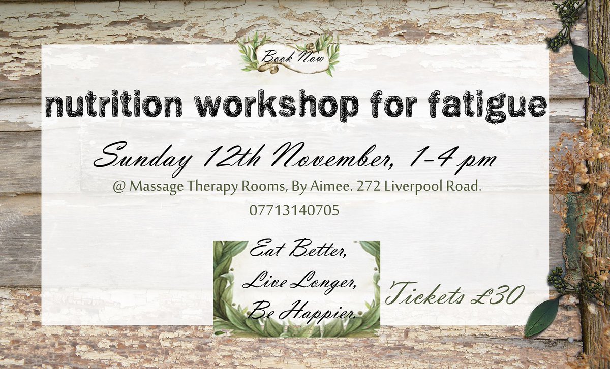 Nutrition workshop for Fatigue and Stress November 12th 1-4 £30- last tickets available with Patricia Mackrell #eatbetter #nutritionworkshop