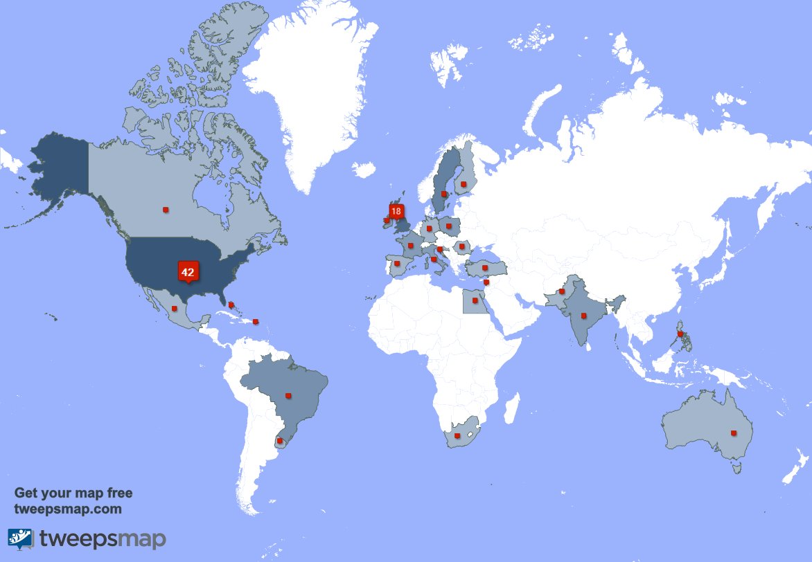 Jullyysss's tweet photo. My followers live in 26 countries: USA(37%), UK.(16%)... https://t.co/YL5gRAqq4h Get your free map! https://t.co/D1dfjDtT8W