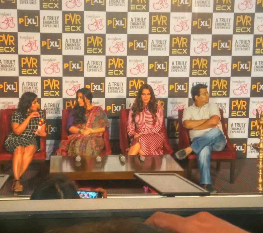 Rzz1979's tweet photo. @vidya_balan @NehaDhupia at the launch of #PVR #BigScreen  #PXLscreen https://t.co/Pd5eJMeShV