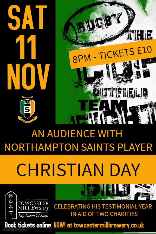 Join me and a couple of mystery guests for a beer and a rugby tale or two <a href="/TowcesterMill/">Towcester Mill Brewery</a> brewery.

Next Sat evening post the Dragons game.