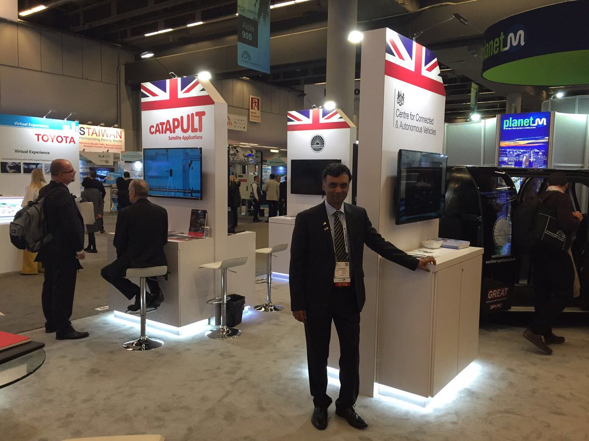 SatAppsCatapult's tweet photo. We had a great week at #ITSWC2017 on the UK Pavilion with @TSCatapult, and presenting on 5G in ITS. Thanks to everyone who came &amp; met us! https://t.co/W3nOZpng9N