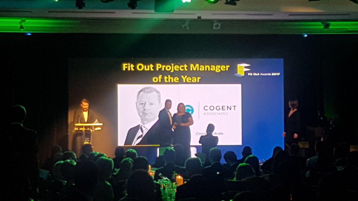 CogentAssoc's tweet photo. Congratulations Ciaran McArdle @CogentAssoc who won PM of the year @FitOutAwards last night. #fitoutawards #CogentAssoc https://t.co/3lOjXxSak1