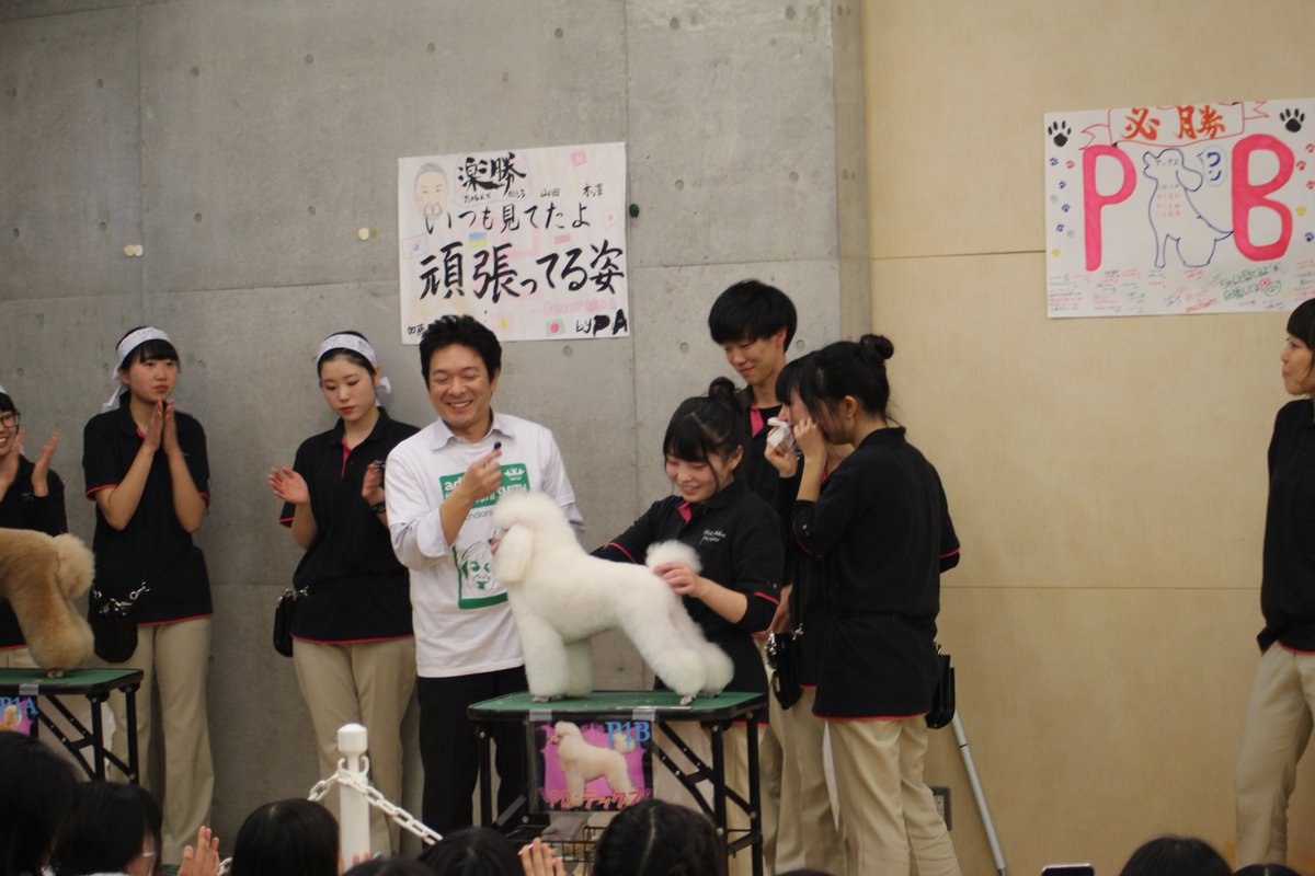 ট ইট র 専門学校 ちば愛犬動物フラワー学園 本日のペットスタイリストコースによる トリミングリレー の結果発表 1年生の部 P1b 2年生の部 E2a のクラスがそれぞれ優勝しました みんなよく頑張りましたね 今日のための努力と緊張感を忘れずに ট ইট র 専門学校 ちば愛犬動物フラワー学園 本日のペットスタイリストコースによる トリミングリレー の結果発表 1年生の部 P1b 2年生の部 E2a のクラスがそれぞれ優勝しました みんなよく頑張りましたね 今日のための努力と緊張感を忘れずに