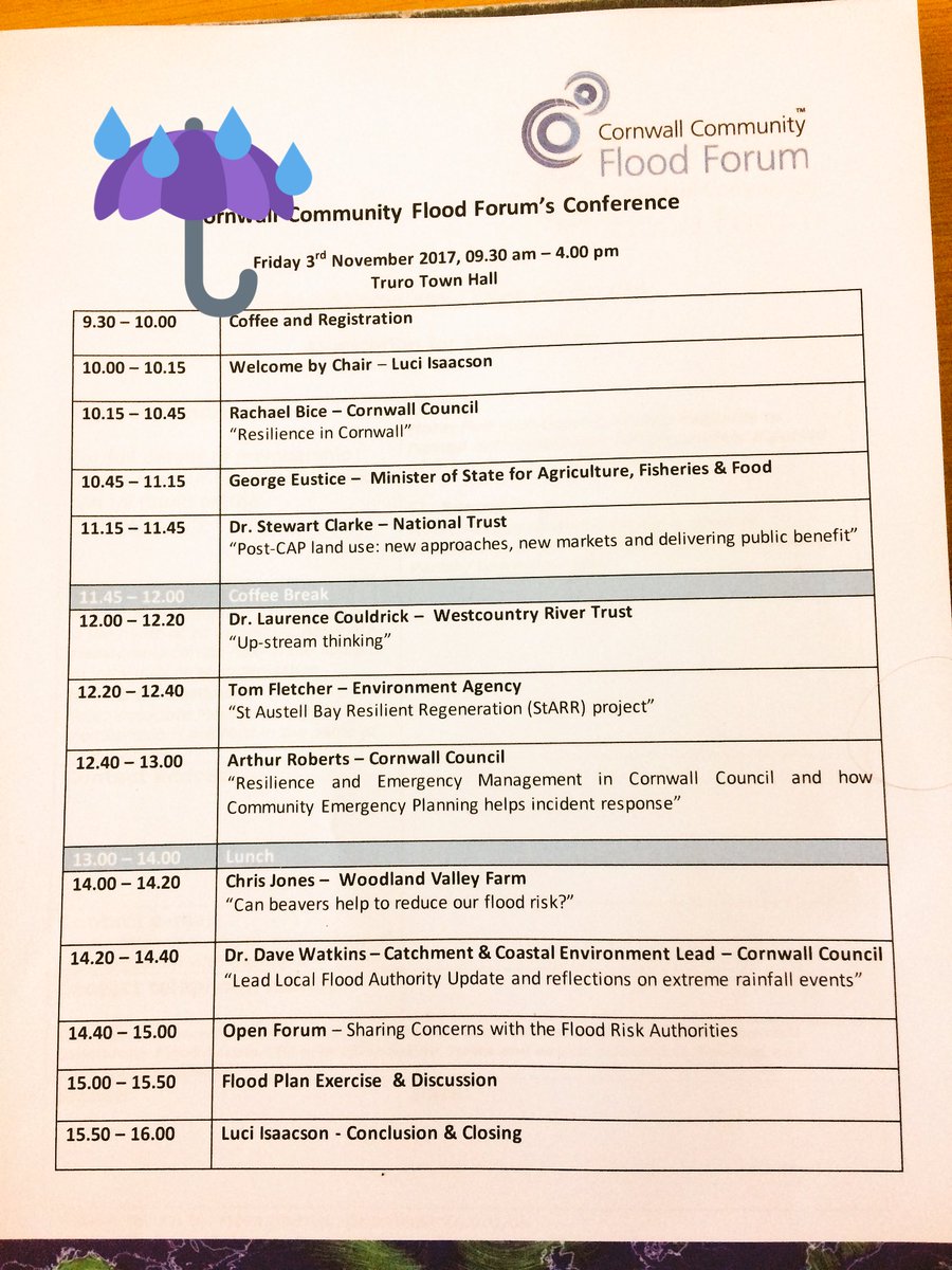 FWAGSouthWest's tweet photo. Packed schedule today at Cornwall Community Flood Forum Conference today; #nfm #beavers #resilience #postCAP; what is role of farming? https://t.co/lOKQ1pbbRG
