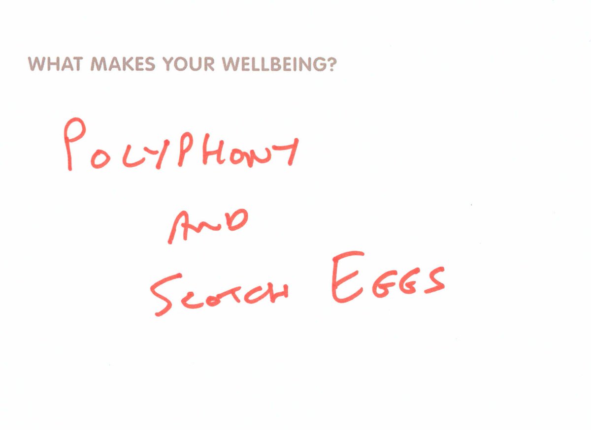 BuildingCentre's tweet photo. 'Polyphony and scotch eggs'... What makes your #wellbeing? #MakingWellbeing exhibition @BuildingCentre. Credit: Anon. https://t.co/YsBLCP4ghz