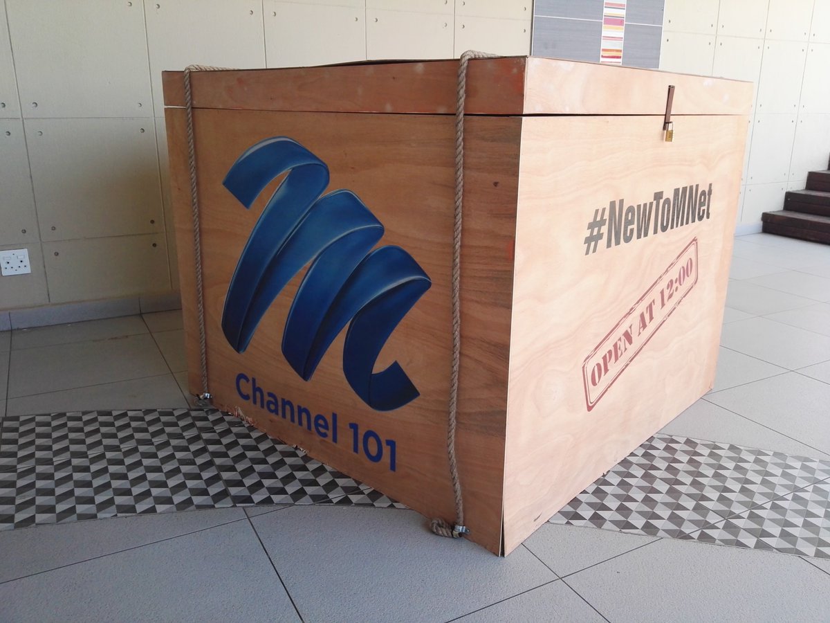 People_SA's tweet photo. So @MNet has us all guessing about the big reveal @12h00 when they dropped off this enormous box! Stay tuned for more! #NewToMnet https://t.co/8m0GBurGhc