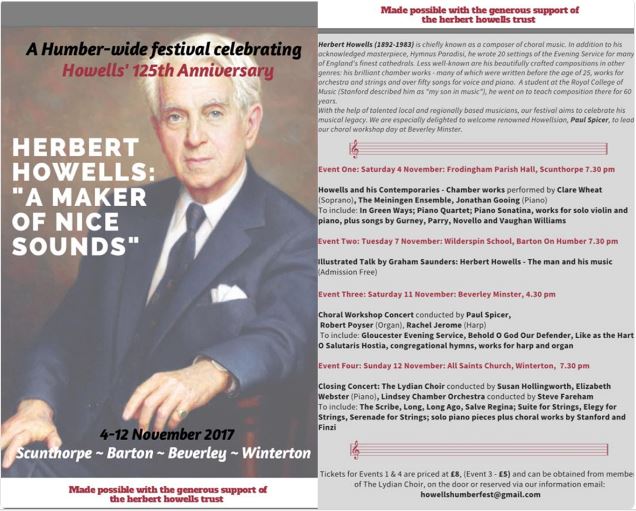 Steph_nCaldwell's tweet photo. Thanks @PetrocTrelawny for mentioning Herbert Howells Festival this a.m. Starts tomorrow @VisitNorthLincs @looknorthBBC @Humber_OutThere https://t.co/5PbU5mGQiu
