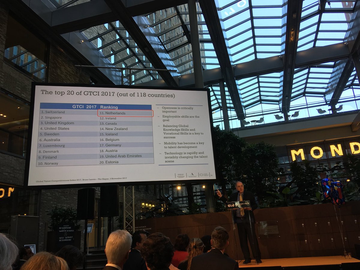 zesteerenee's tweet photo. Both my countries in the top 20 of #globaltalent @DutchAustralian @INSEAD prof. Bruno Lanvin #CCevent17 https://t.co/cuzCsg0qNd