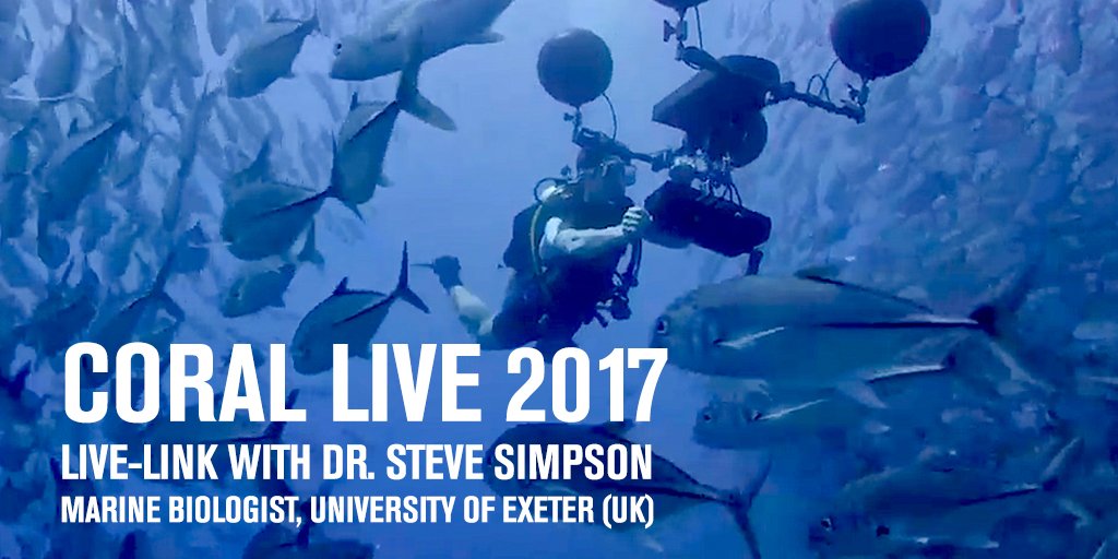encounteredu's tweet photo. Excited to offer 1 live-link w dr. Steve Simpson, @UniofExeter marine biologist and #BluePlanet2 major contributor! #CoralLive2017 #teacher https://t.co/xE0vxE30Xu