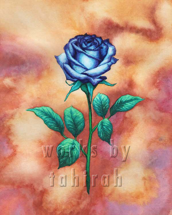 WorksByTahirah's tweet photo. This was a gift for my mother-in-law! Her favorite colors are blue and peach. 

#art #color #painting #rose #beautiful https://t.co/umq6mU0i81