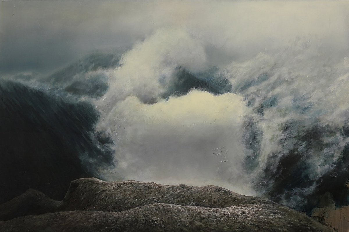 ongoing in Leipzig: CLEMENS TREMMEL  »Archipel« (painting) cumulated energy in oil on metal bit.ly/2zcUSSE till 21. Dec. 2017