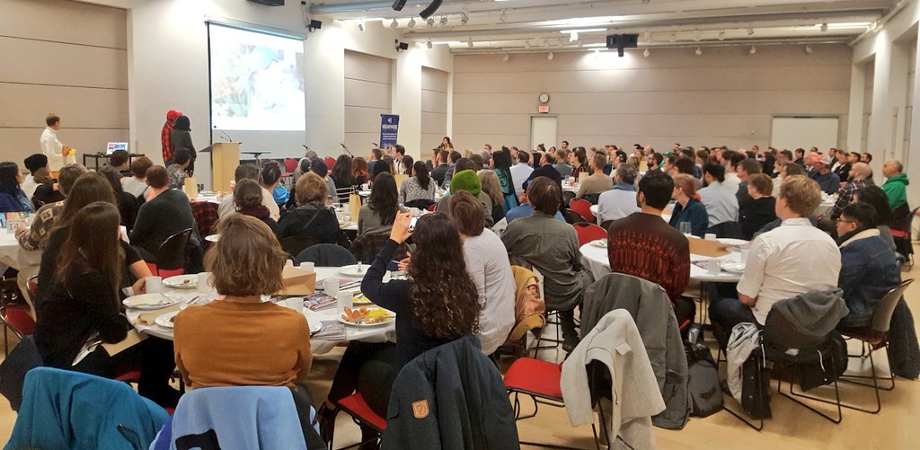 An absolutely packed house for the #MegaBreakfast in support of <a href="/MegaphoneMag/">Megaphone Magazine</a> Vendor of the Year, Bob Dennis. #changethatworks #megalove