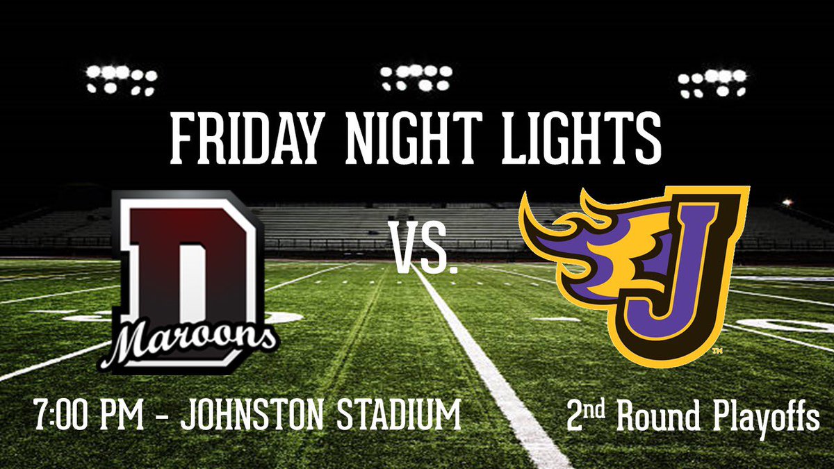 JHSFball's tweet photo. GAMEDAY!  It’s round 2 of the playoffs &amp; the Dragons host Dowling with a trip to the Dome at stake. Let’s pack the stands! #DragonFootball https://t.co/j3QArihvYD