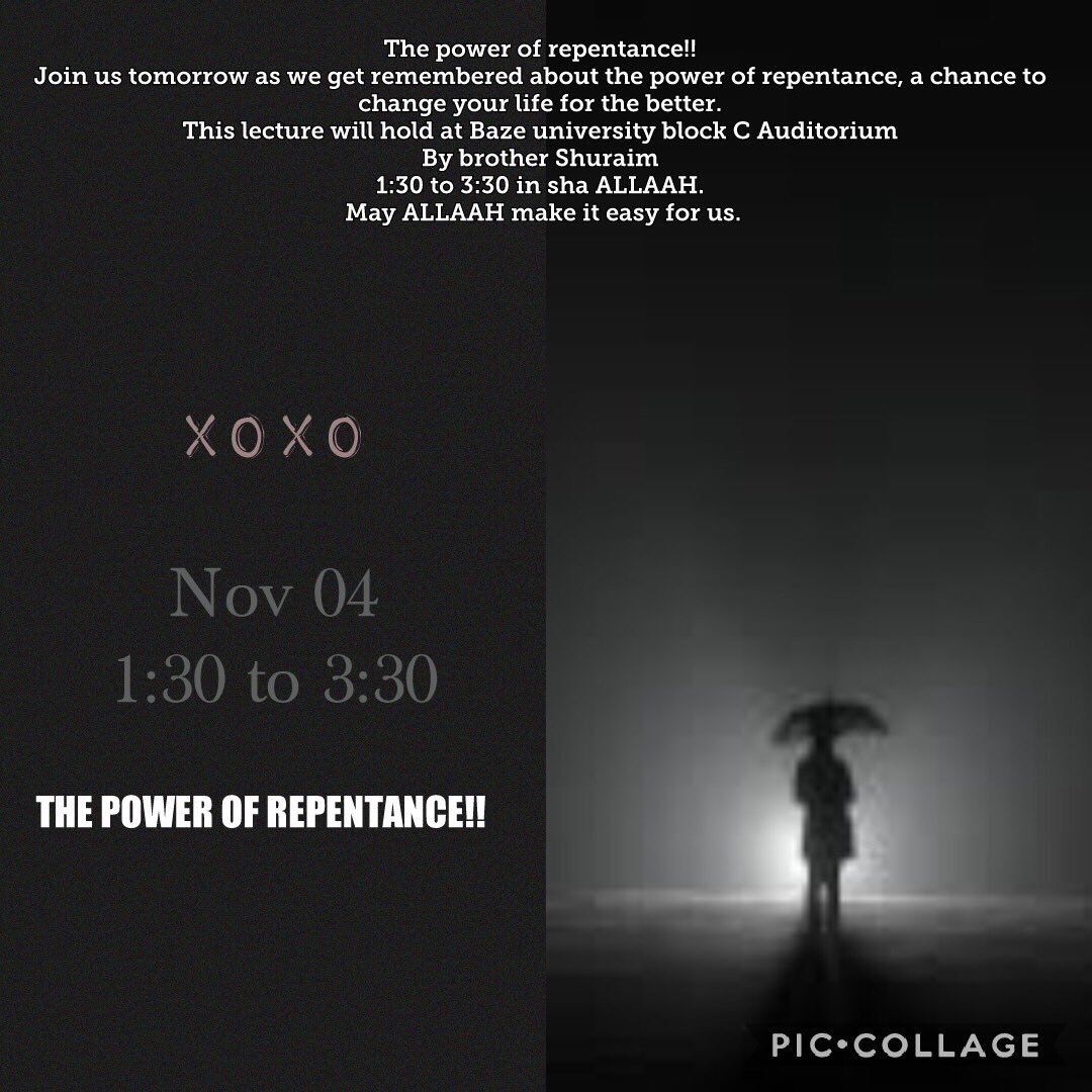 BazeMSSN's tweet photo. The power of repentance! Join us Tomorrow with brother shuraim . https://t.co/NUa7ojGYb2