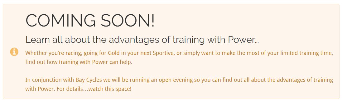 KOM_coaching's tweet photo. Coming soon! Learn all about the advantages of training with Power…open evening to be announced @BayCycles https://t.co/bUWoNdS3v9