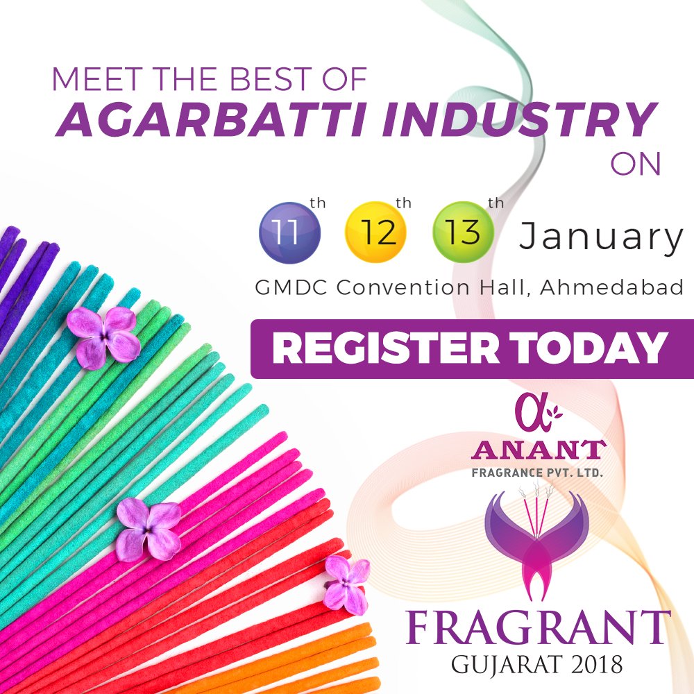 FragrantGuj2018's tweet photo. Register today to meet the best manufacturers and business leaders of #Agarbatti Industry at #FragrantGujarat2018. 
https://t.co/CEFvaBurdM https://t.co/KfL8h4qMLj