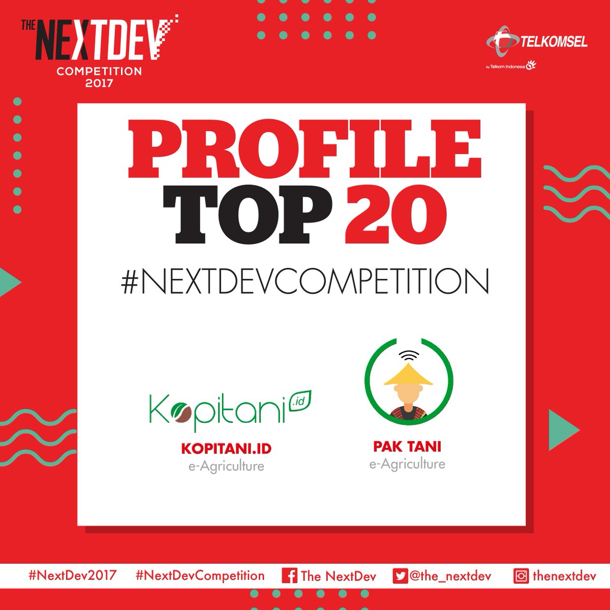 NextDev_id's tweet photo. Lebih kenal dengan TOP 20 #NextDevCompetition #NextDev2017 . Ada KOPITANI.ID &amp; PAK TANI DIGITAL Startup seperti apa mereka? Cek gambar ya https://t.co/xnb5gQz0zO