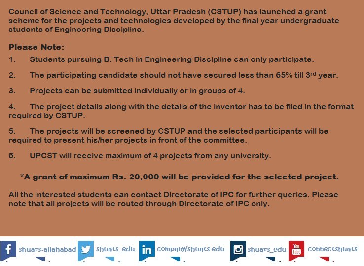 shuats_edu's tweet photo. #Important Notice for Undergraduate Engineering Students #CSTUP #grant https://t.co/I1Zwl7k3Z4