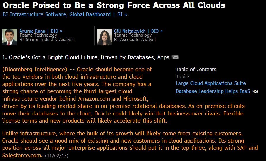Anurag Rana (@anurag_rana4) on Twitter photo $ORCL should be one of the top vendors in cloud over the next 5 years. See full report on the Terminal. $MSFT $AMZN $GOOG $SAP $IBM $ORCL should be one of the top vendors in cloud over the next 5 years. See full report on the Terminal. $MSFT $AMZN $GOOG $SAP $IBM
