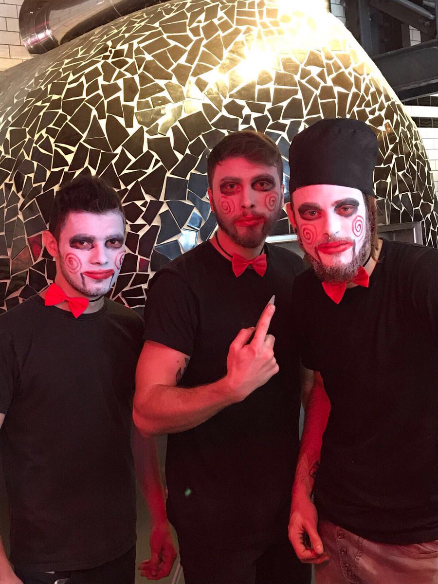 PizzaUnion's tweet photo. Team Kingβs Cross going for the Saw appeal #FridayDressUp https://t.co/8U0ES5G0jI