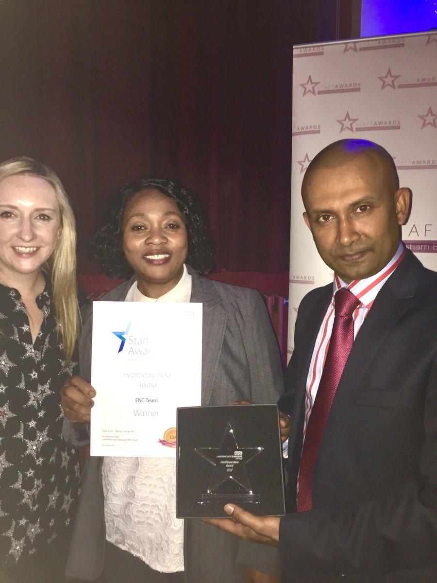 AniljoshiENT's tweet photo. #Winners of the annual staff #awards 2017 “#Healthcare hero”. Proud of my team #ENT https://t.co/pidsYYOr2B