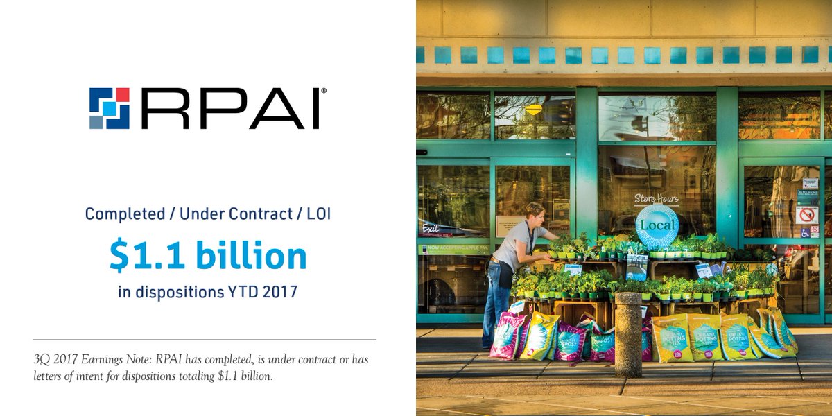 YTD, $RPAI has completed, is under contract or has letters of intent for dispositions totaling $1.1 billion. bit.ly/RPAI3Q2017