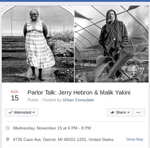 FarmOakland's tweet photo. Join @UrbanConsulate for Parlor Talk with @JannhebronJerry and Malik Yakini as they discuss the future of food sovereignty!

 #FoodActivist https://t.co/VsLPHccmuY