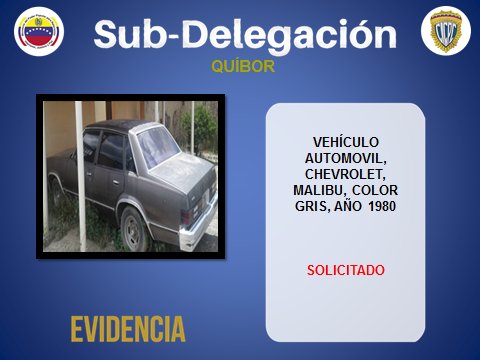 CICPC388's tweet photo. #CICPCQUIBOR Recupera Vehículo Solicitado, en la parroquia Juan Bautista Rodríguez.- https://t.co/WVp5v7UGVJ