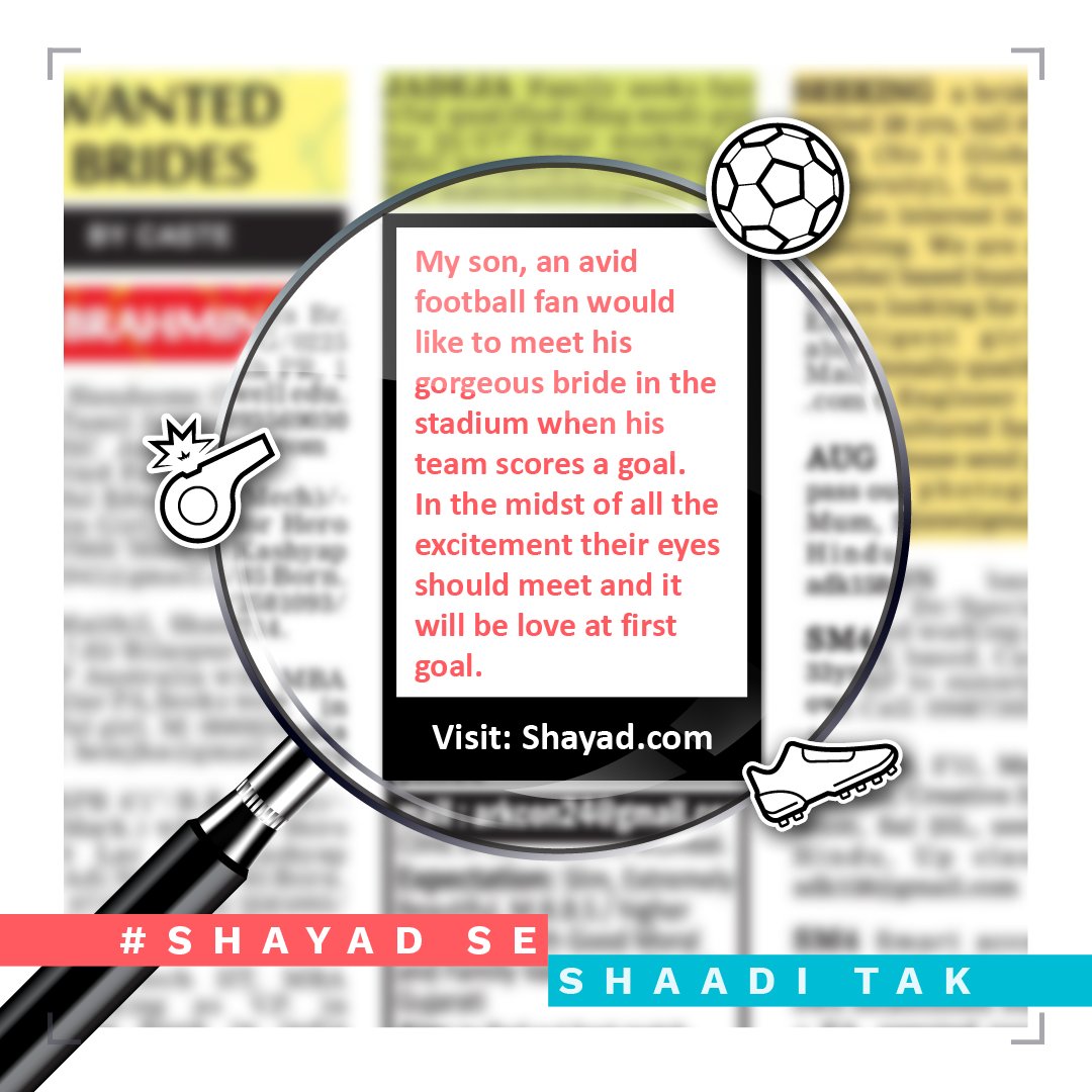 Check how to meet your dream partner on Shayyad.com ;)

#ShayadSeShaadiTak