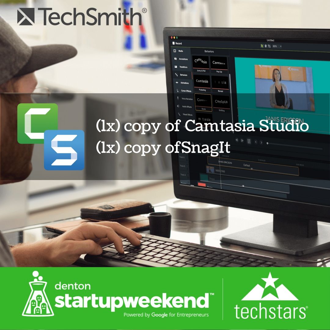 StartupDenton's tweet photo. @TechSmith Is providing two AWESOME raffle items of 1 SnagIt and 1 Camtasia License!

#startup #startupweekend #dentoning #techweekdfw https://t.co/hSNYeN82PO