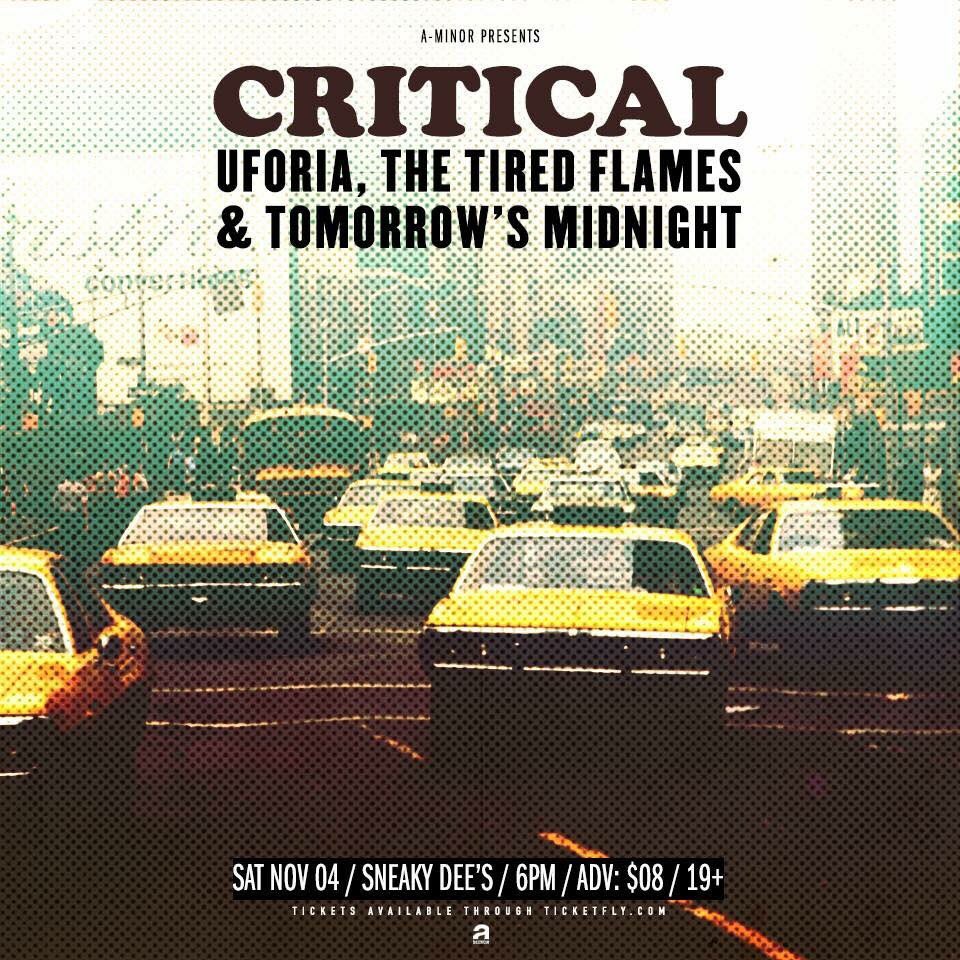 TOMORROW: Don't miss <a href="/thecriticalrock/">Critical</a> w/ <a href="/UforiaBand/">Uforia</a> <a href="/TheTiredFlames/">TheTiredFlames</a> &amp; <a href="/tomorrowsmid/">Jordan Sane</a> at <a href="/thesneakydees/">Sneaky Dees</a> on Sat Nov 4!
ticketf.ly/2kF0e3d