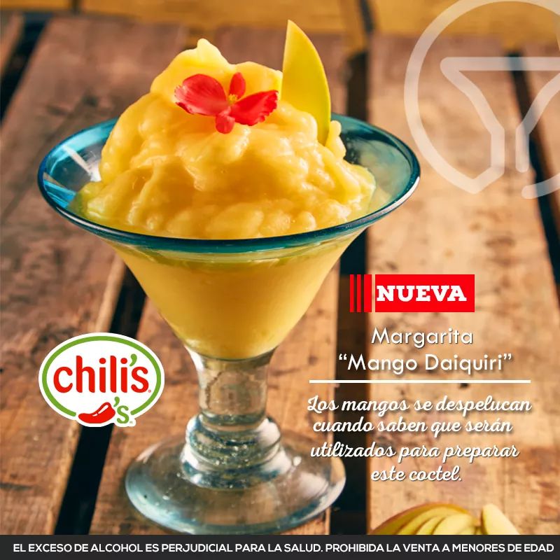 chiliscol's tweet photo. Un nuevo Coctel esta conquistando nuestras tiendas en #chiliscol @chiliscol "Margarita Mango Daiquirí. 🍸 https://t.co/0C0wruke01