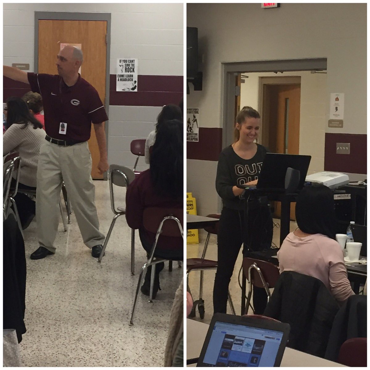 karenkrobey's tweet photo. Mr. Gibson & Ms. Fox sharing their hyperdocs! #genostrong #staffday #tlap https://t.co/DVm4fbf9Re