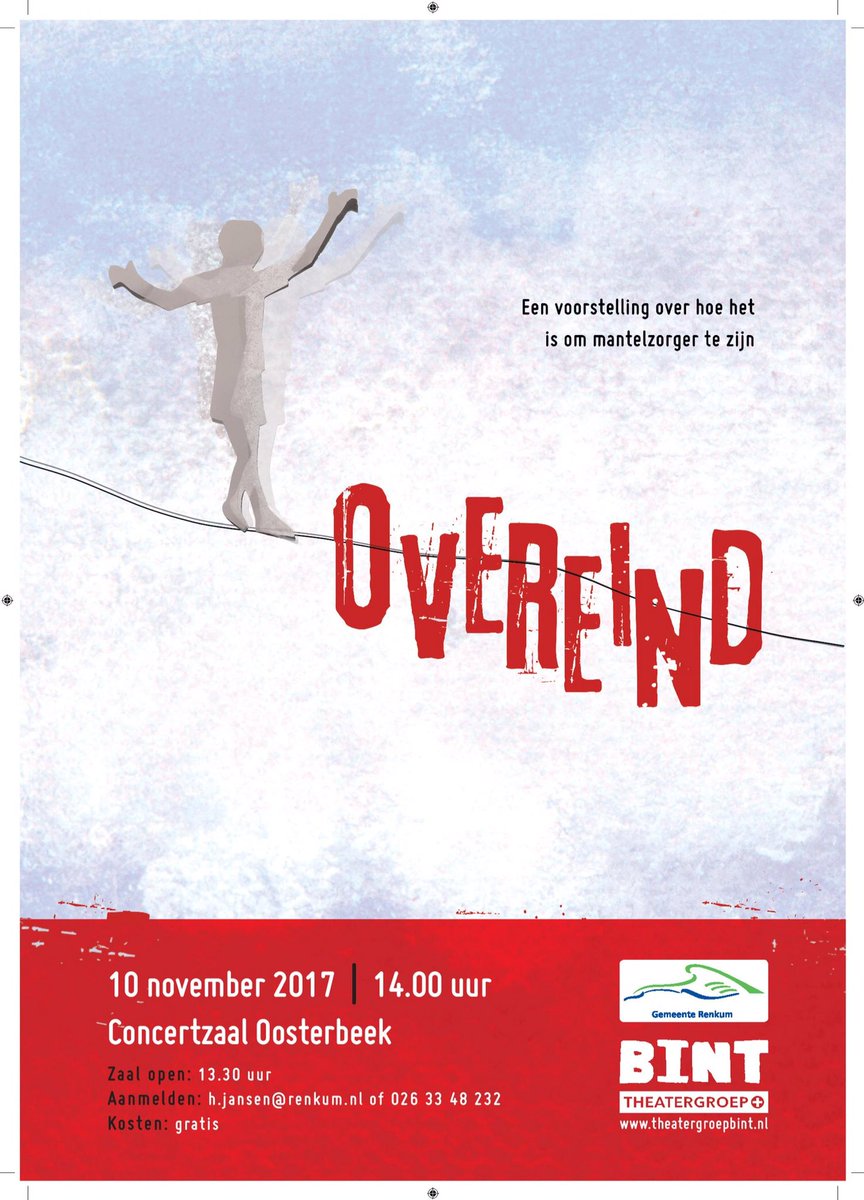 RenkumvElkaar's tweet photo. Extra aandacht #Mantelzorg in Renkum tijdens #deweekvandemantelzorg. Zie hoe het is om mantelzorger te zijn in gratis voorstelling #Overeind https://t.co/Unuh0ptIVe