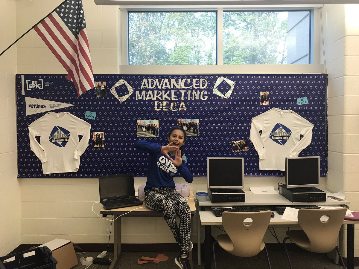 LAKEVIEWDECA1's tweet photo. Day 3 of #DECAMonth is our amazing DECA bulletin board and trophy case!  Lakeview DECA brings home the hardware! https://t.co/NTCK8JMCQt