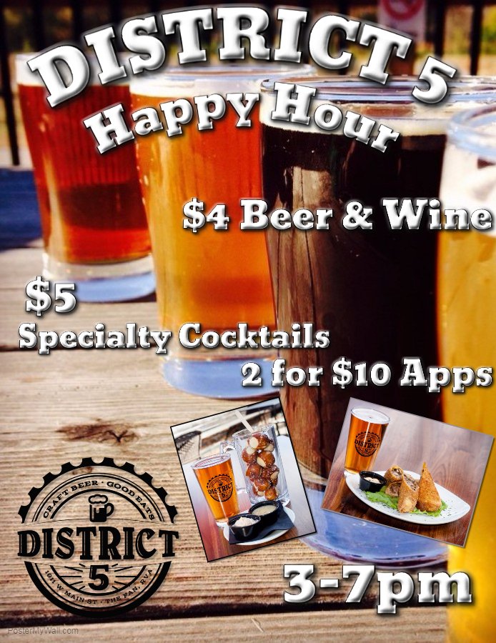District5RVA's tweet photo. Remember @District5RVA is the place to unwind after the workday #HappyHour https://t.co/Ty8Cvn6kOQ
