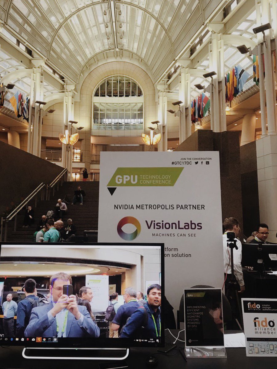 VisionLabs_LLC's tweet photo. Стенд VisionLabs с демо-зоной, позволяющей протестировать технологию распознования лиц здесь и сейчас. Все фото с конференции Nvidia GTC https://t.co/RGu7na4Rf1