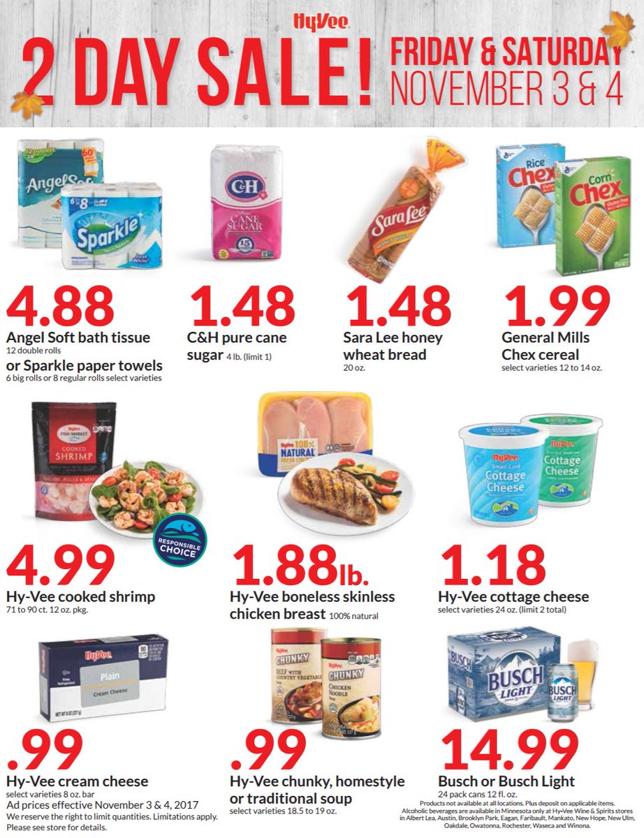 Marshall_HyVee's tweet photo. This weeks 2 Day Sale starts today! 18 items for you to save on November 3rd &amp; 4th only. See the entire ad here https://t.co/7UN4nknGiX https://t.co/4d91Mn2KuE