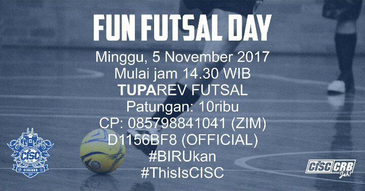 CISCcirebon's tweet photo. #FunFutsalDay #Chelsea | Minggu, 14.30 wib | TUPAREV Futsal (lap. 2) | Patungan: 10 ribu | Yuk #BIRUkan https://t.co/5aRyTieWli