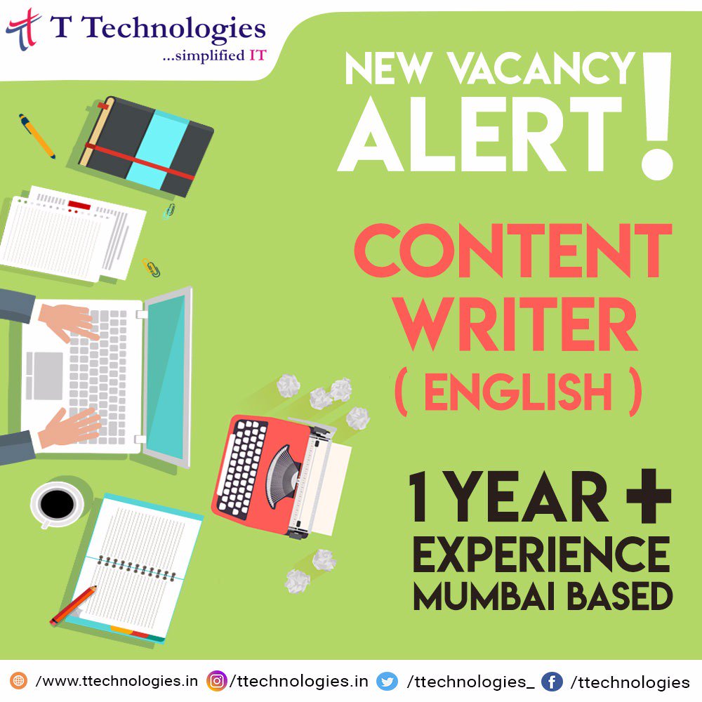 ttechnologies_'s tweet photo. We are looking for a motivated #EnglishContentWriter 2 join our team. If you are interested Drop in your CV to hr@ttechnologies.in https://t.co/qcV2Kqvfpc