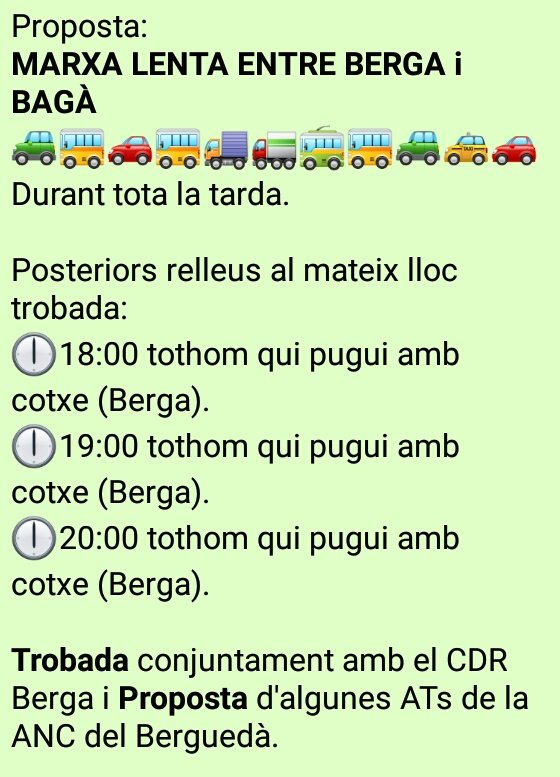 ATENCIÓ🔴 Aquestes són les mobilitzacions programades per avui a la tarda al Berguedà. 
#LlibertatPresosPolítics