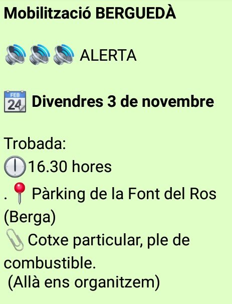 ajibergueda's tweet photo. ATENCIÓ🔴 Aquestes són les mobilitzacions programades per avui a la tarda al Berguedà. 
#LlibertatPresosPolítics https://t.co/qnsZXKqpjG