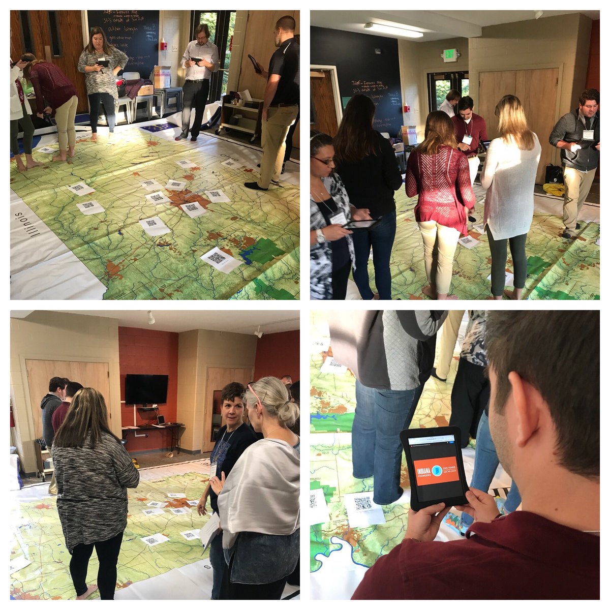 IndianaICSS's tweet photo. This map is awesome! Melissa Martin from Hamilton Heights talking about using the map, QR codes, and @BallState virt. field trips! #icss17 https://t.co/wReNVMI0cp