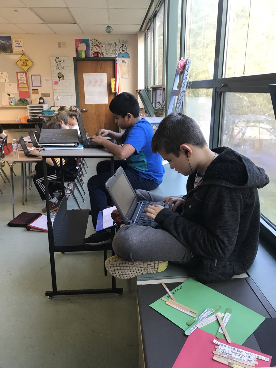 Standing desks, chrome books &amp; personal reading choices in Gr. 6 make for high engagement! <a href="/millismiddle/">Millis Middle School</a>