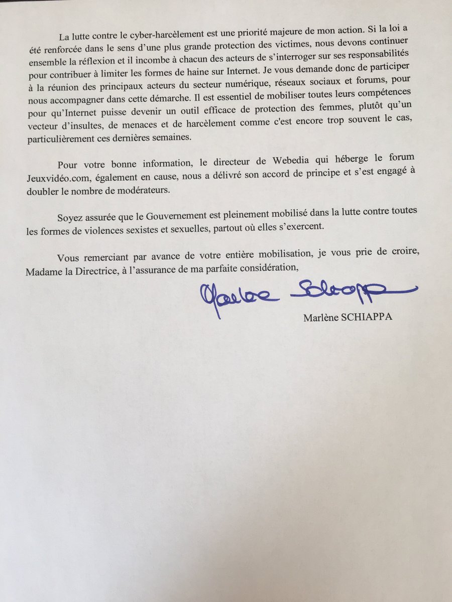 MarleneSchiappa's tweet photo. J'ai demandé à @Twitter et à @WebediaFR de prendre leurs responsabilités pour que cesse le cyber-harcèlement 
@claranote @nadiadaam https://t.co/7TYvfBZ04s