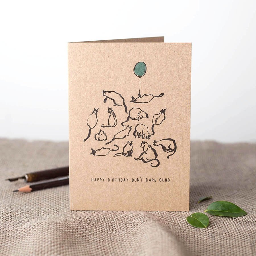 paperheron's tweet photo. Love you, in a way. #catcards at #paperheron #dontcareclub #Kraft @ALocalPrinter #recycled #vegetableinks #ecofriendlypublishing https://t.co/3rMqj9A5MO